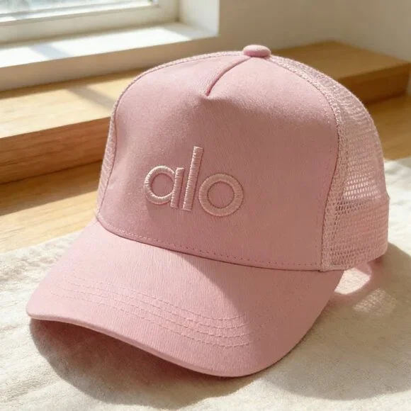 Alo Pink Embroidered Mesh Trucker Cap - Picture 2 of 4
